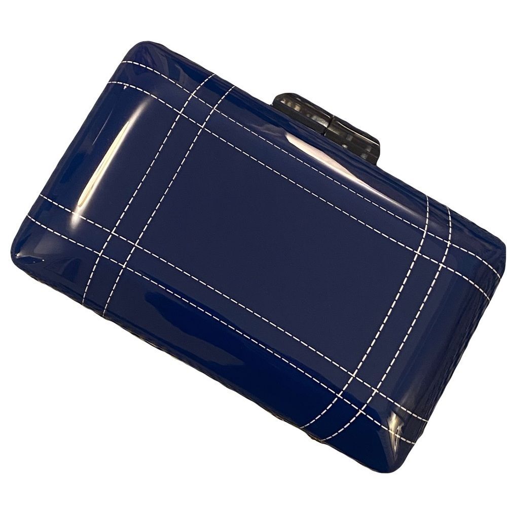 NWT Blue Acrylic Clutch Bag with chain